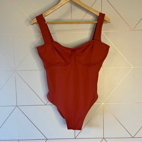 NWT Knix Balcony Cup One Piece Swimsuit Lava Size M+ 34 E, F, G - Picture 2 of 9